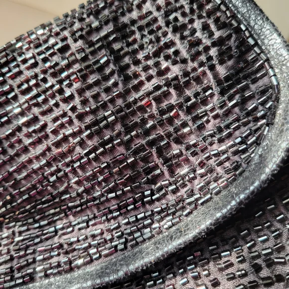 Beaded Black Clutch Small Bag ~ Contemporary & Vintage Vibe ~ Date Night ~ Fancy - Picture 13 of 16